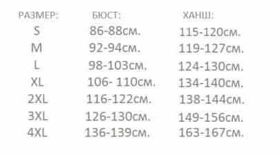 Таблица с размери
