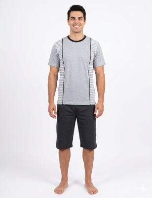 Памучна мъжка пижама с 3/4 панталони