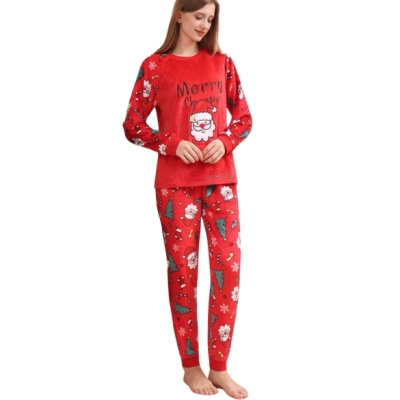 Дамска пжама от плюш с коледен мотив - мод 1290