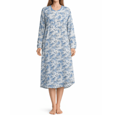 Дамска нощница с дълъг ръкав от памук- Петков