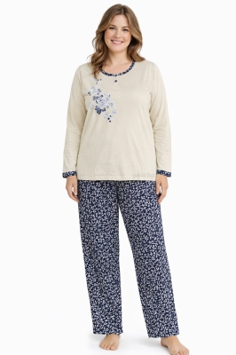 Дамска пижама с дълъг ръкав и шарене панталон - Петков 11683