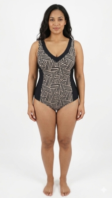 Цял дамски бански c геометричен принт - мод 730