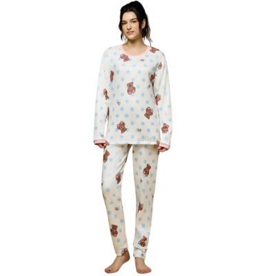 Дамска пижама - леко ватиран модел- Мечета