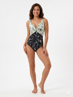 Елегантен цял бански с флорален принт- мод 3539