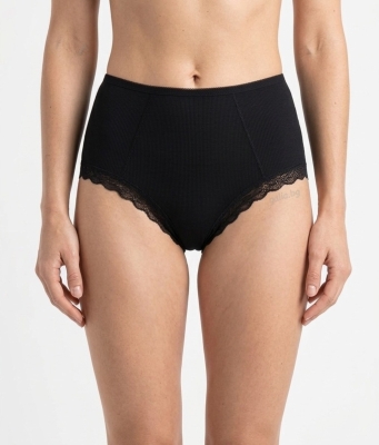 Дамски памучни бикини с висока талия и нежна дантела-Ивон 4014