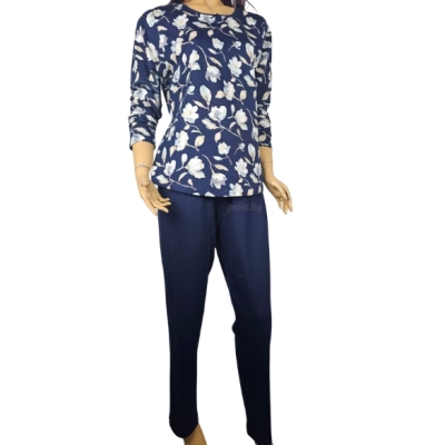 Дамска пижама с дълъг ръкав - цветя - Иватекс 4244