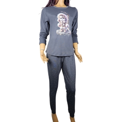 Дамска пижама с картинка - интерлог - Иватекс 4269