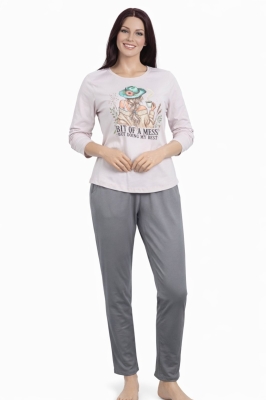 Памучна дамска пижама с дълъг ръкав - Иватекс 4307