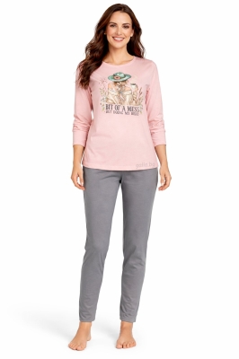 Памучна дамска пижаама с дълъг панталон- Иватекс 4307