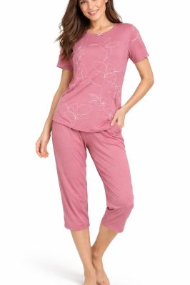 Памучна дамска пижама с флорален десен- Иватекс 4330