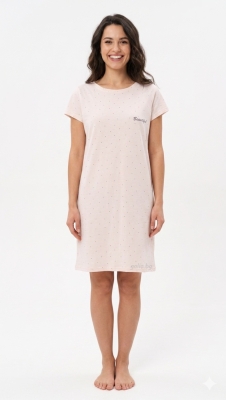 Дамска памучна нощница с къс ръкав "Beautiful"