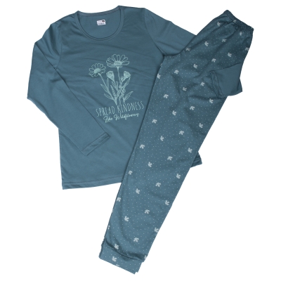 Памучна дамска пижама с дълъг ръкав - Good morning - Златев