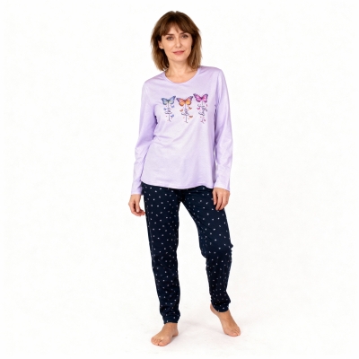 Дамска памучна пижама с картинка-Златев