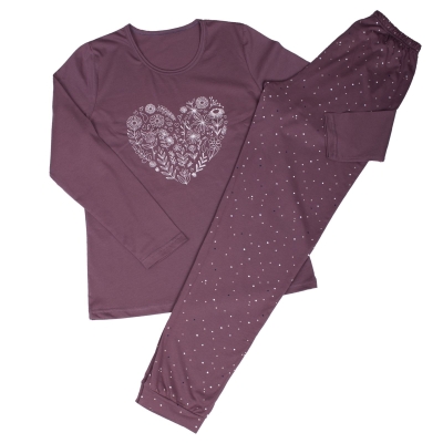 Дамска памучна пижама с шарен панталон - Златев