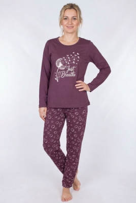 Памучна дамска пижама с дълъг ръкав  - Златев