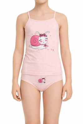 Детски комплект за момиче - потник и бикина - Охлювче