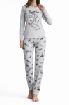 Памучна дамска пижама  с дълъг ръкав- Пеперуди - Петков