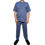 Мъжка пижама с къс ръкав  и дълъг панталон - цяло разкопчаване с копчета