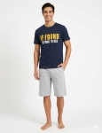 Мъжка памучна пижама с надпис и къси панталони – Петков 12305