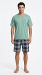 Мъжка памучна пижама  – комплект с карирани шорти-Петков