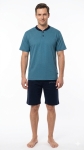 Мъжка памучна пижама „Geometric Blue“ – комплект с шорти- Петков