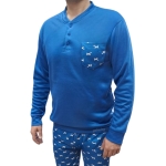 Мъжка пижама с дълъг ръкав - вата с апликация