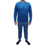 Мъжка пижама с дълъг ръкав - вата с апликация