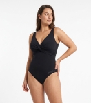 Стилен цял бански в класическо черно с елегантен акцент