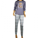 Памучна дамска пижама с дълъг ръкав - 3855