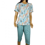 Дамска пижама с къс ръкав - флорална шарка 3939