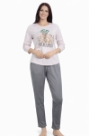 Памучна дамска пижама с дълъг ръкав - Иватекс 4307