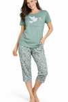Дамска пижама с къс ръкав  и шарен 7/8 панталон - Иватекс
