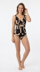 Цял дамски бански с абстрактен принт - мод 9035