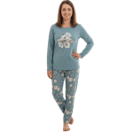 Памучна дамска пижама с дълъг ръкав- Златев